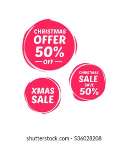 Christmas 50% Off Sale Labels