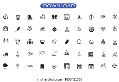 christmas 50 set pack icon or logo isolated sign symbol vector illustration - high quality black style vector icons.