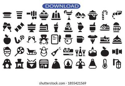 christmas 50 set pack icon or logo isolated sign symbol vector illustration - high quality black style vector icons.