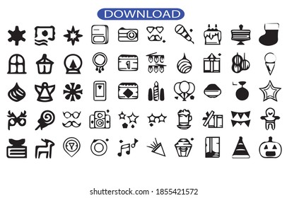 christmas 50 set pack icon or logo isolated sign symbol vector illustration - high quality black style vector icons.