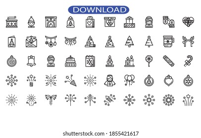 christmas 50 set pack icon or logo isolated sign symbol vector illustration - high quality black style vector icons.