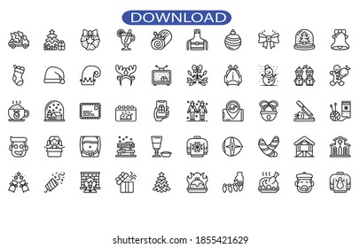 christmas 50 set pack icon or logo isolated sign symbol vector illustration - high quality black style vector icons.