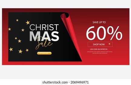 Christmas 60% sale banner vector design