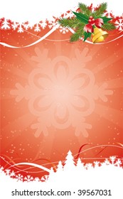 Christmas abstract background with bell and snowflake in back