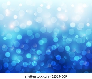 Christmas abstract background blue blinking bokeh.