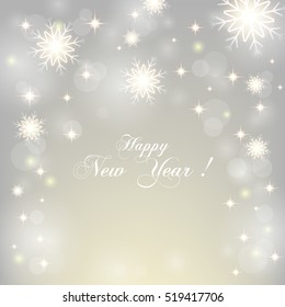 Christmas abstract  background of delicate snowflakes, bright twinkling stars, highlights and sparkles. Postcard, invitations for New Year 2017 and Christmas. Vector illustrations.