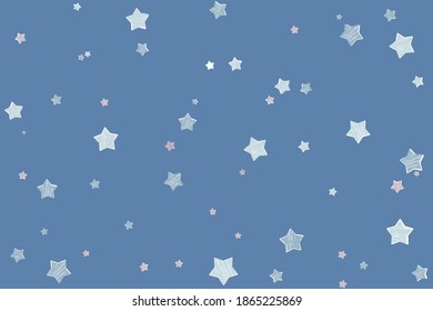 Christmas abstract background. Festive winter background made of stars and doodles. Transparent white background.