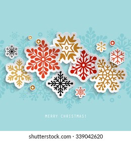 Christmas abstract background with paper snowflakes