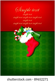 Christmas abstract background with red sock and gifts