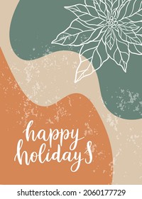 Christmas abstract background texture in modern style. New year illustration.Minimal art.Vector illustration modern layout template. Poster with abstract shapes, texture. Christmas handdrawn lettering