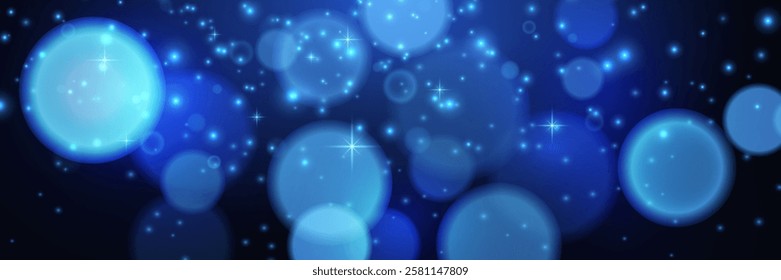 Christmas abstract background.Abstract blue shiny bokeh background.Vector illustration.