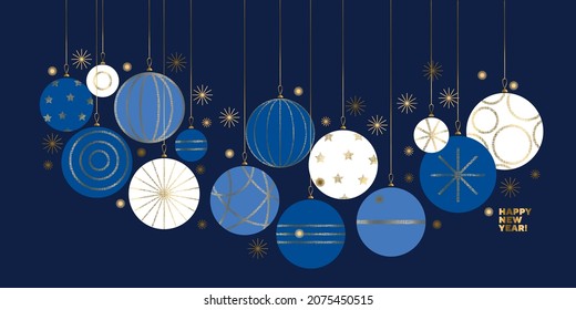 Christmas abstract baubles elegant geometric header. Lux and business vibes laconic xmas design element for card, header, invitation, poster, social media, post publication.