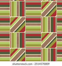 Christmas abstract design, stripe pattern in tones of red and green colors. Christmas pattern