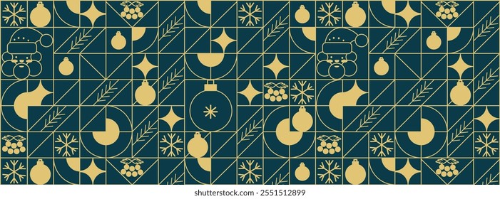 Weihnachten abstrakt. Weihnachten geometrischen Hintergrund. Weihnachtsmuster, mit einfachen Linienelementen. Fröhliche Weihnachten und Frohes neues Jahr abstraktes Liniendesign. Mosaik und skandinavischen Stil.