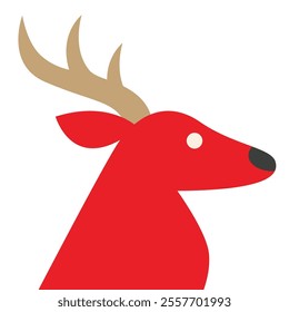 Christmas abstract geometric flat simple deer icon. Vector illustration, decorative element for poster, banner, card. Minimalistic Christmas symbol. Children's book element