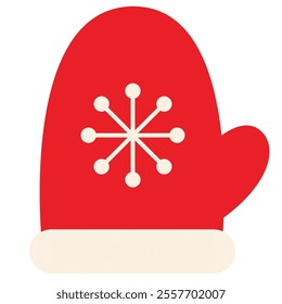 Christmas abstract geometric flat simple glove icon. Vector illustration, decorative element for poster, banner, card. Minimalistic Christmas symbol. Children's book element