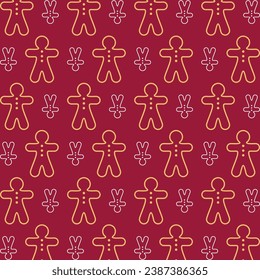 Christmas abstract gingerbread trendy seamless pattern vector illustration