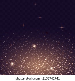 Christmas abstract pattern. Yellow sparks and stars glitter special light effect. Sparkling magic dust particles. Glow transparent vector, explosion, glitter.