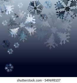 Christmas abstract patterns in form of crystal frosty snowflakes. Winter natural decoration.