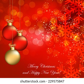 Christmas abstract red background with Christmas balls