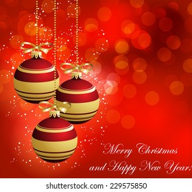 Christmas abstract red background with Christmas balls