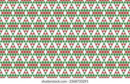Christmas abstract with red and green triangle seamless pattern. Vector Repeating Texture.