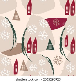 Christmas abstract seamless pattern in classic color. Modern design, shapes, design elements