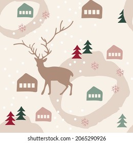 Christmas abstract seamless pattern in classic color. Modern design, shapes, design elements