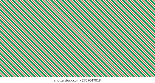 Navidades abstractas sin patrón. Fondo de rayas diagonales rojas y verdes. Bastón de caramelo que repite la decoración arte abstracto moderno