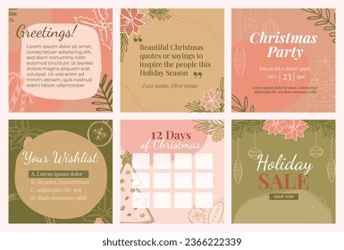 Christmas abstract social template collection