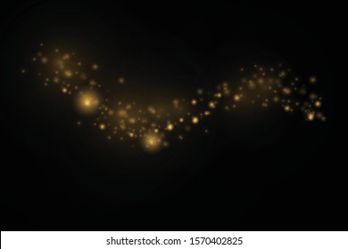 Christmas Abstract stylish light effect on a black transparent background. Yellow dust yellow sparks and golden stars shine with special light. Vector sparkles Sparkling magical dust particles.