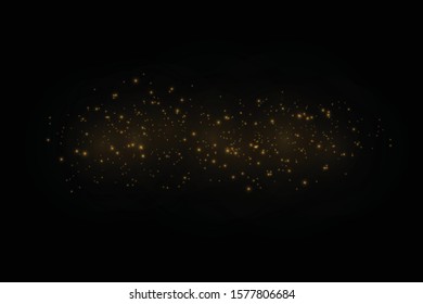 Christmas Abstract stylish light effect on a black transparent background. Yellow dust yellow sparks and golden stars shine with special light. Vector sparkles Sparkling magical dust particles.