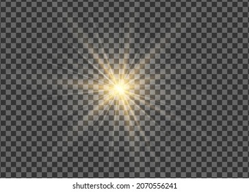 Resumen de Navidad efecto de luz elegante sobre un fondo negro transparente. El polvo amarillo chispas amarillas y las estrellas doradas brillan con luz especial. El vector chispa partículas mágicas de polvo esparcen.
