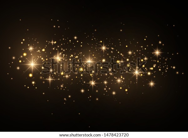 黒い透明な背景にクリスマス抽象的なスタイリッシュな明るいエフェクト 黄色いほこりの黄色い火花と金色の星が特殊な光で輝く ベクター画像の輝き 輝く魔法のほこりの粒子 のベクター画像素材 ロイヤリティフリー