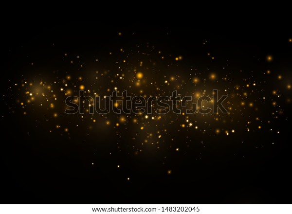 黒い透明な背景にクリスマス抽象的なスタイリッシュな明るいエフェクト 黄色いほこりの黄色い火花と金色の星が特殊な光で輝く ベクター画像の輝き 輝く魔法のほこりの粒子 のベクター画像素材 ロイヤリティフリー 1445