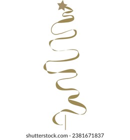  Christmas abstract tree.Gold abstract Christmas tree.Minimalism,vector illustration.