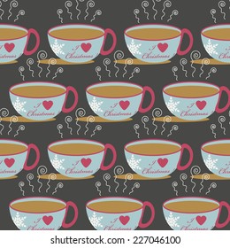 Christmas abstract vector background with a cup of hot drink