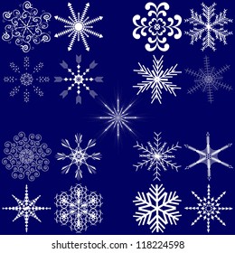 Christmas abstract vector illustration: set of snowflakes