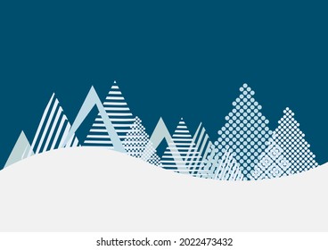 Christmas. Abstract vector illustration. Winter night landscape background with illuminated trees and snow