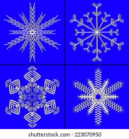 Christmas abstract vector set illustration of snowflakes