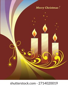 Navidades de abstracción con velas encendidas. Ilustración vectorial para fondos de Navidades, tarjetas y diseños de vacaciones.