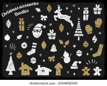 Christmas accessories doodle illustration set