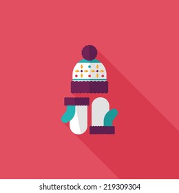 Christmas accessories flat icon with long shadow,eps10