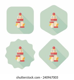 Christmas accessories flat icon with long shadow,eps10
