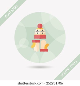 Christmas accessories flat icon with long shadow,eps10