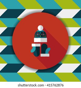 Christmas accessories flat icon with long shadow,eps10