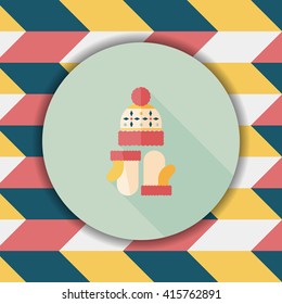 Christmas accessories flat icon with long shadow,eps10