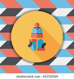 Christmas accessories flat icon with long shadow,eps10