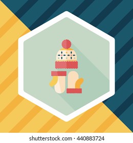 Christmas accessories flat icon with long shadow,eps10