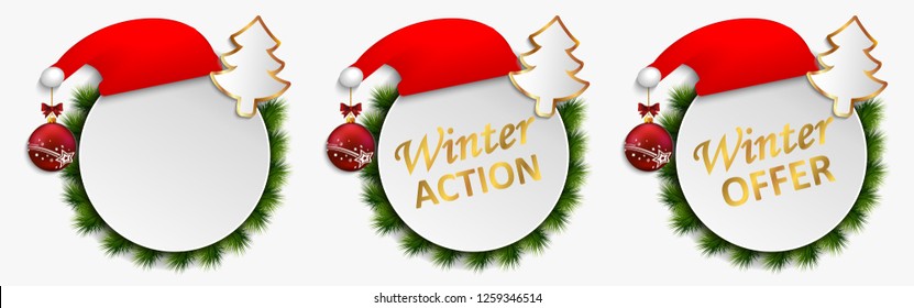 Christmas action offers vector dial buttons isolated, banner winter discount action. Set of keys with gifts - Christmas sales, Christmas products – vector